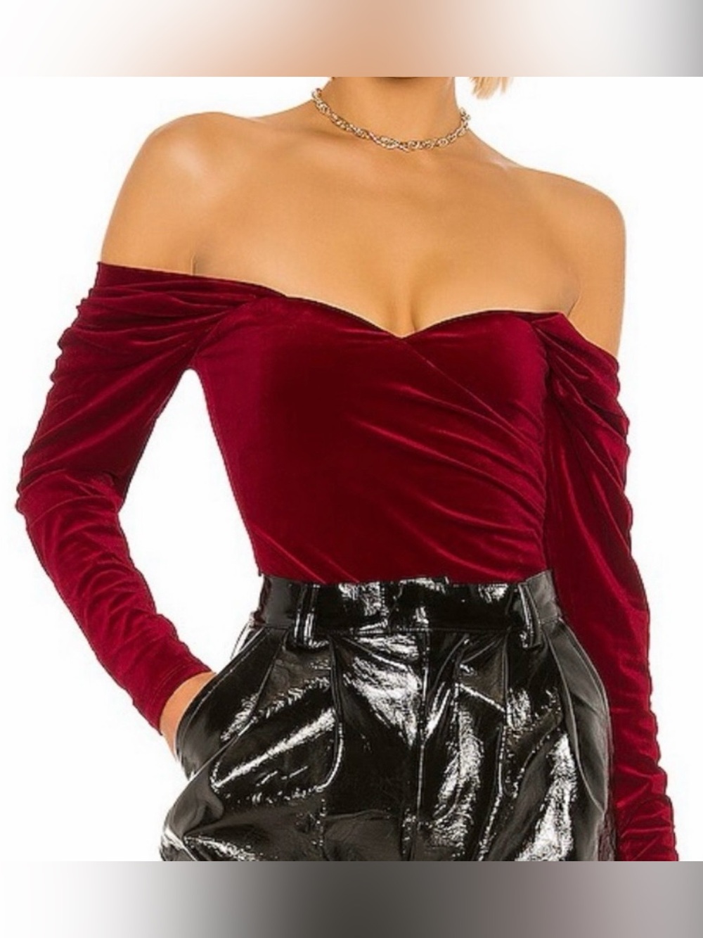 NWT Lovers and Friends Ruby Red Velvet Bodysuit